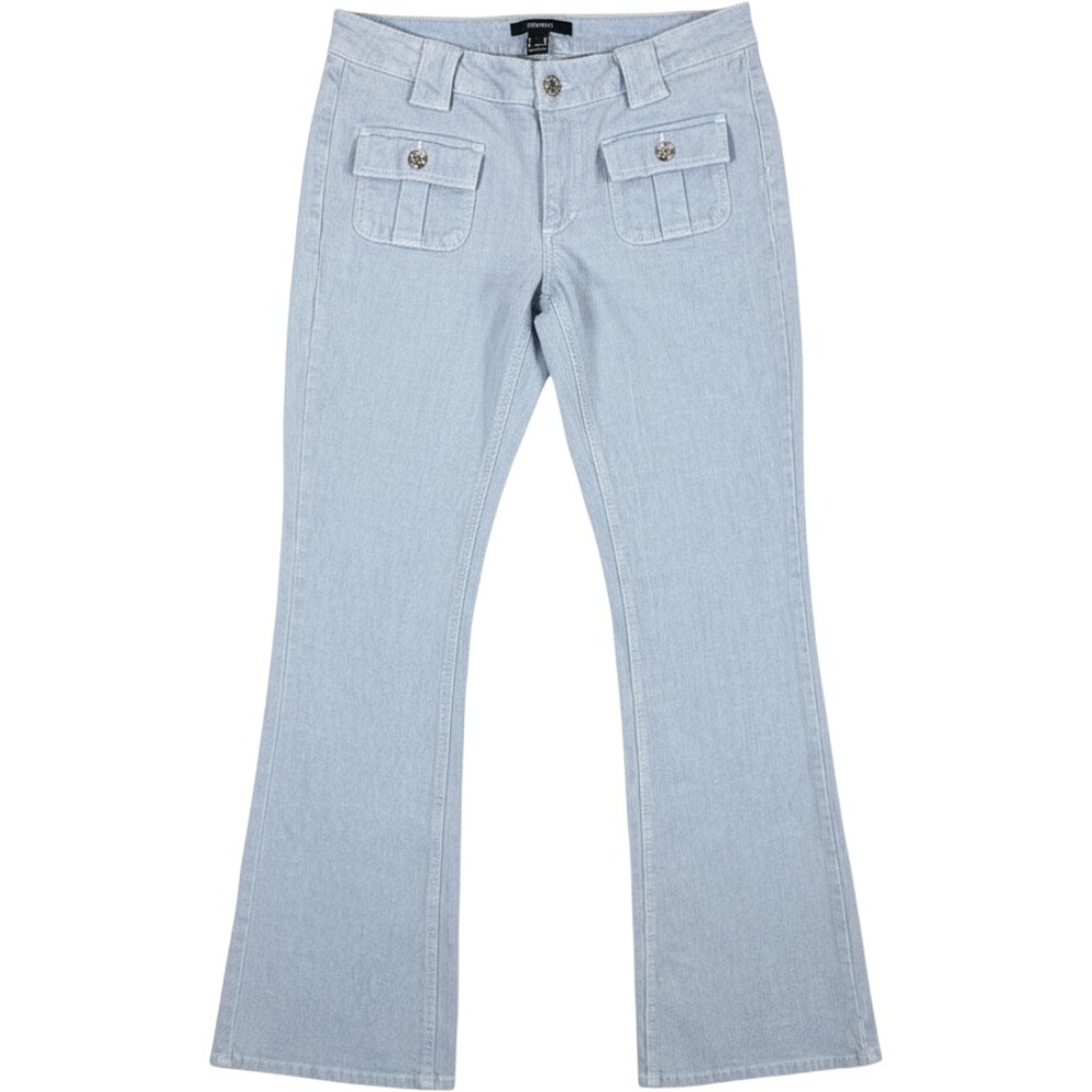 Forever 21 Light Blue Corduroy Flare Pants Low Rise Y2K Utility Size Medium